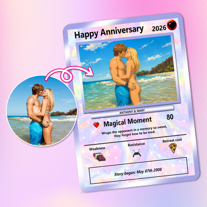 Anime-Inspired Ghibli Aesthetic Pocket Monster Gift - Custom Poke Card for Couple - Holographic Effect Available - CPC-23
