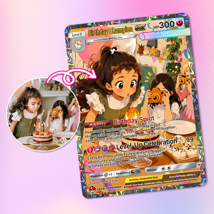 Happy Birthday Custom Pokémon Card - Personalized Pokémon Card for Date of Birth - Customizable Pokémon Gift from Parents, Grandparents for Kids - CPC-DOB-01