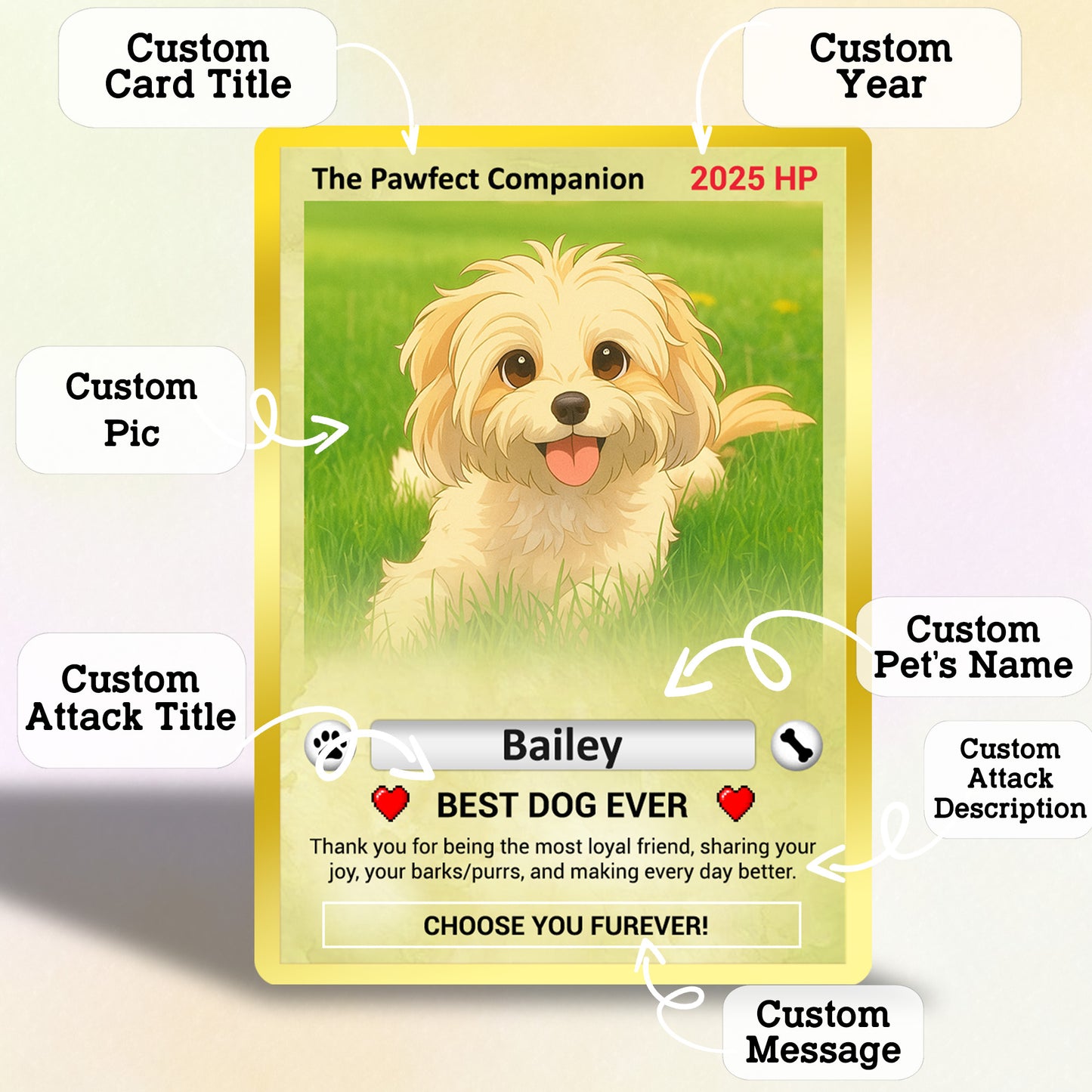 Custom Pokémon Card for Pet Lovers, Personalized Pokémon Card with Pet Photo for Dog Mom Cat Mom Dog Dad Cat Dad - CPC-59