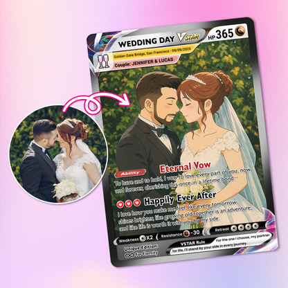 Personalized Pokemon Card with for Couples with Ghibli Style - Custom Couple Pokemon Card for Him Her - Deep Custom Names, Date, Location, Sprites & Custom Card Stats - CPC-34