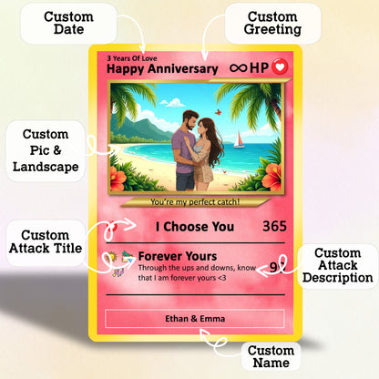 Personalized Anime-Inspired Pokemon Card - Custom Pokemon Card for Couple - Holographic Effect Available - CPC-25