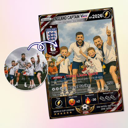 World Cup 2026 Custom Soccer Card, Personalized Football Trading Card, Pokémon-Style Fan Card with Photo, Unique Gift for Soccer Fans - CPC-WC-ENG