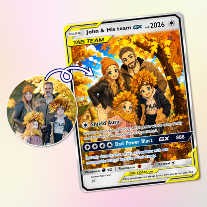 2026 Happy Father's Day Custom Pokémon Card - Comic Anime Style Personalized Pokémon Card for Dad - Perfect Gift for Dad - CPC-115