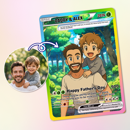 Custom Pokemon Card  - Anime-Inspired Personalized Pokemon Card for Dad - Personalized Poke Card Custom Gift for Dad - CPC-17