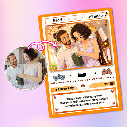Custom Pokémon Cards with Anime Picture, Personalized Poke Cards Animated Style Gifts for Him and Her - CPC-153.B