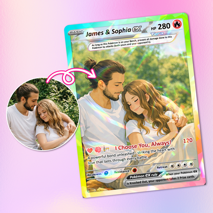 Custom Pokémon Cards with Anime Picture, Personalized Poke Cards Animated Style Gifts for Him and Her - CPC-04.B
