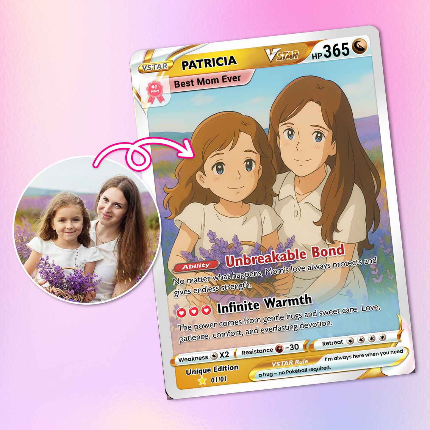 Anime-Inspired Personalized Pokemon Card for Mom - Mother's Day Custom Pokemon Card - Pokemon Mommy Card - Customizable Trading Cards - CPC-40