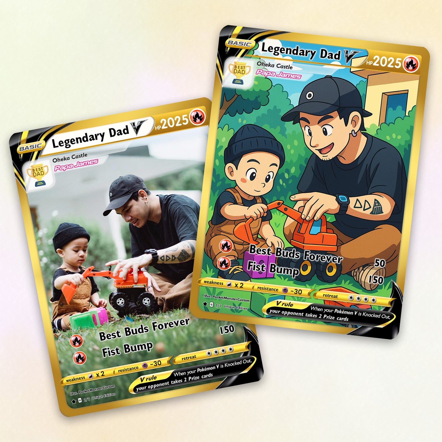 Best Dad Ever Pokemon Card, Custom Pokemon Card  - Anime-Inspired Personalized Pokemon Card for Dad - Perfect Gift for Dad - CPC-50