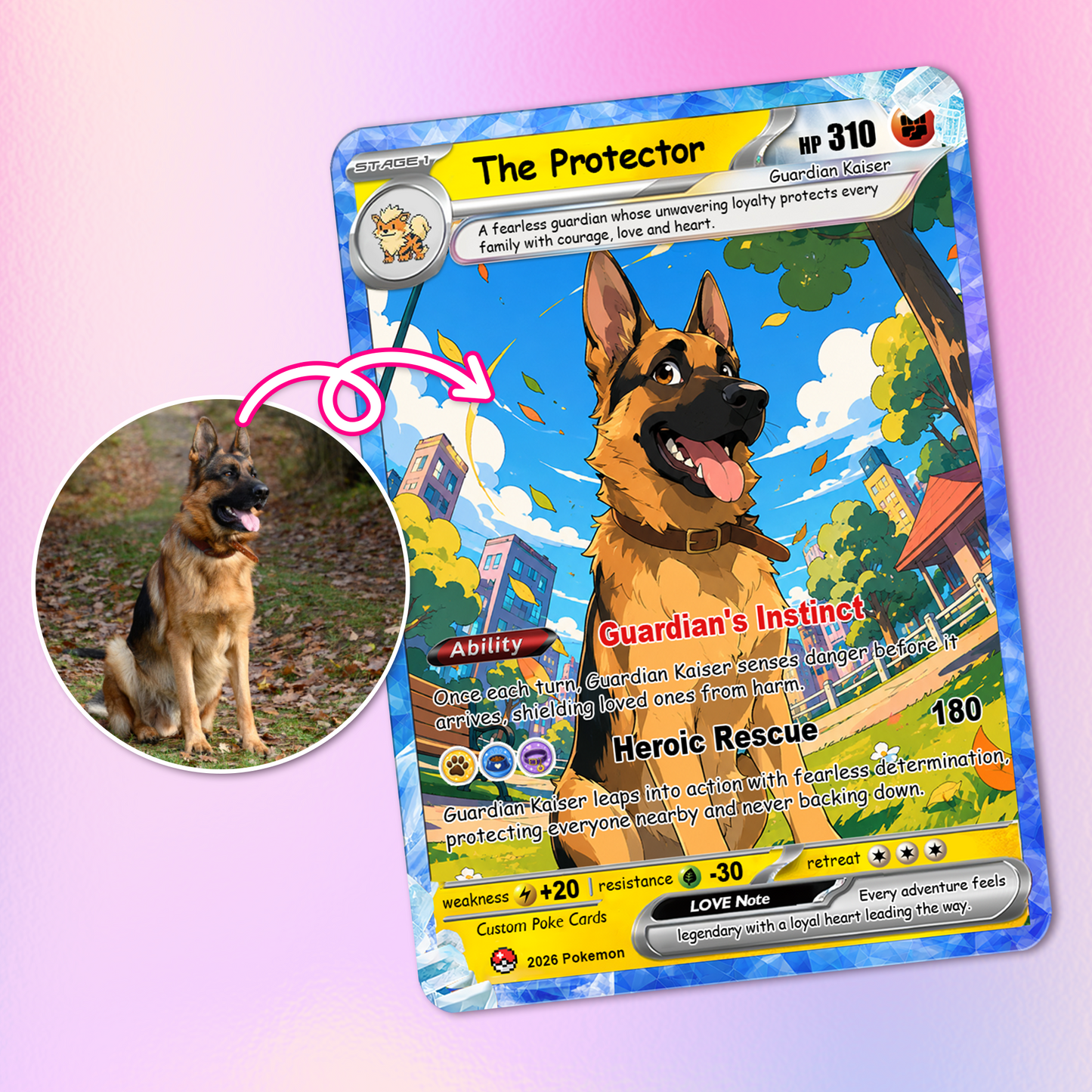 For Pet Lovers Custom Pokémon Card - Personalized Poke Cards by Pet Photo - Unique Gift for Dog Mom, Cat Mom, Dog Dad, Cat Dad - CPC-Pet-03