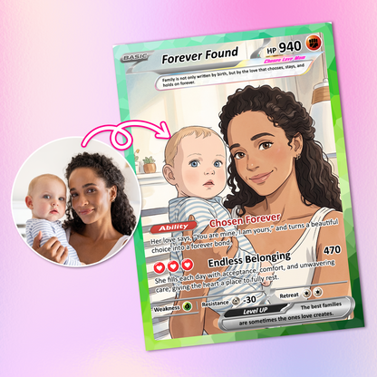 For Adoptive Mom Happy Mother's Day Custom Pokémon Card - Anime-Inspired Personalized Mother’s Day Gift Celebrating Chosen Family | Perfect Gift for Adoptive Mom - CPC-104