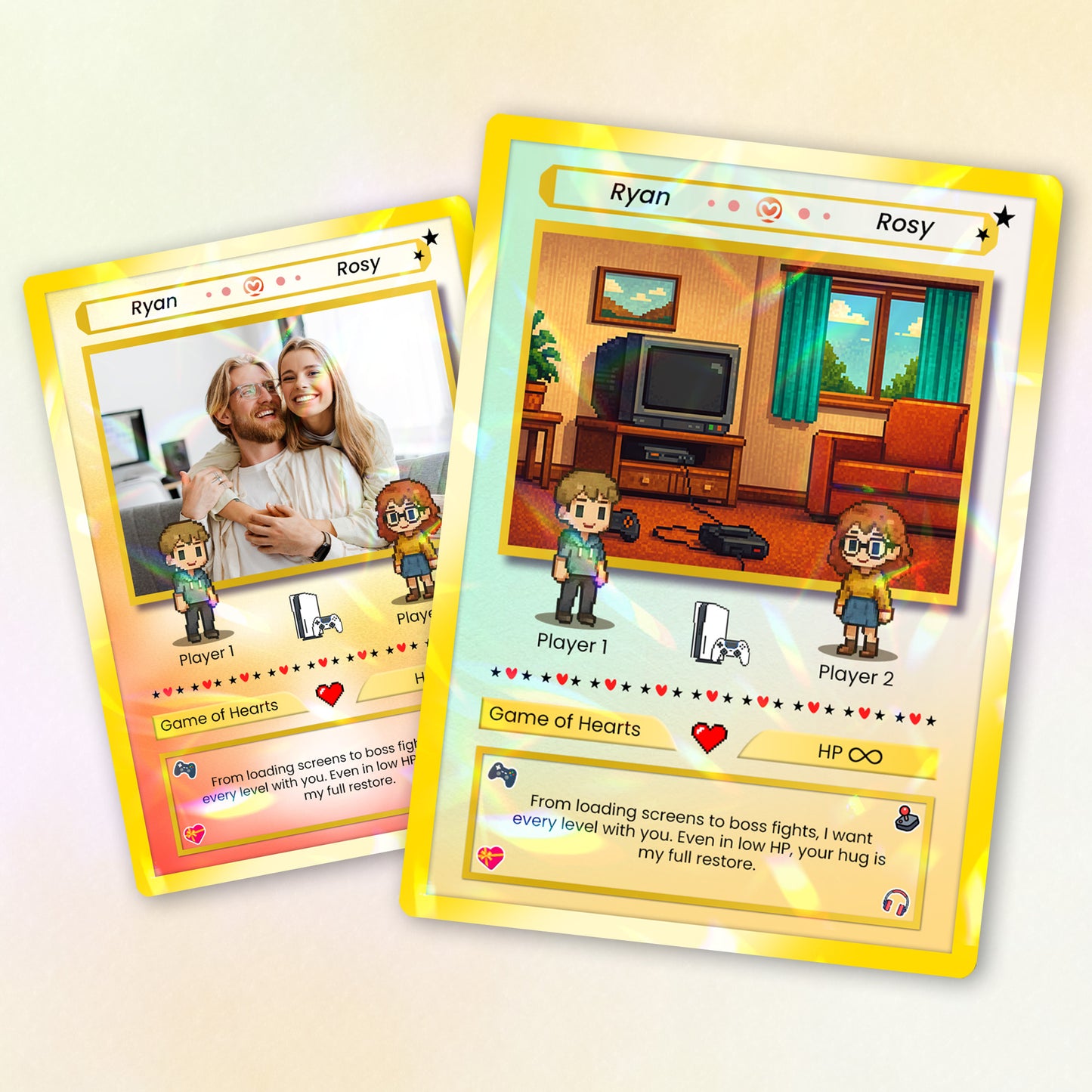 Custom Poke Card for Couple - Anime-Inspired Ghibli Aesthetic Pocket Monster Gift - Characters Customizable - CPC-21