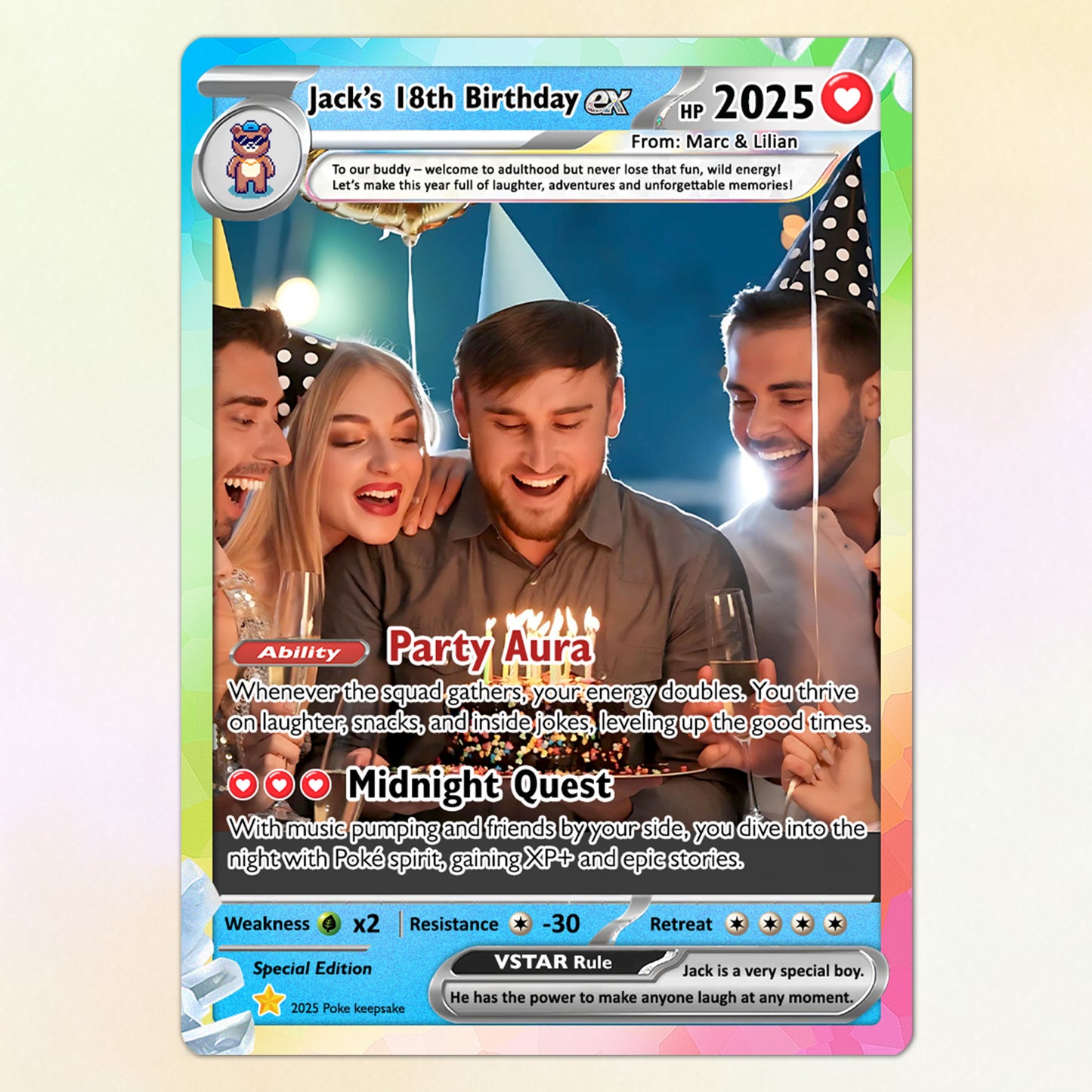 Custom Pokemon Card Birthday, Personalized Pocket Monster Style Gifts for Date of Birth, Best Anime-Inspired Cards for Friends, Son, Daughter, Partner - CPC-56