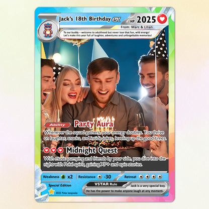 Custom Pokemon Card Birthday, Personalized Pocket Monster Style Gifts for Date of Birth, Best Anime-Inspired Cards for Friends, Son, Daughter, Partner - CPC-56