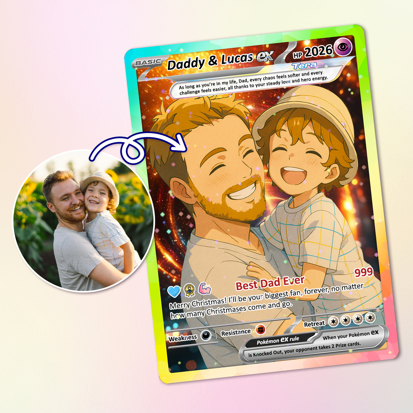 Best Dad Ever Pokemon Card, Custom Pokemon Card  - Anime-Inspired Personalized Pokemon Card for Dad - Perfect Gift for Dad - CPC-53