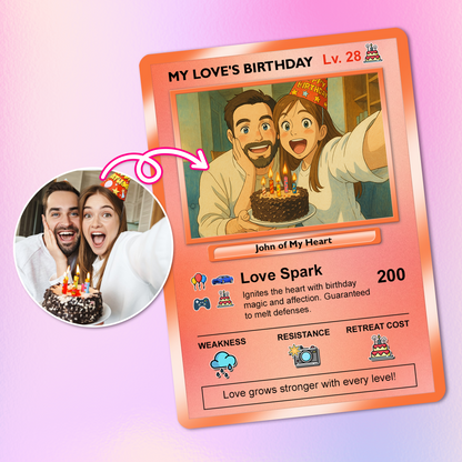 Customizable Pokemon Cards for Birthday, Anime Transformation Personalized Pokemon Card, Birthday Custom Pokemon Card for Couples - CPC-45