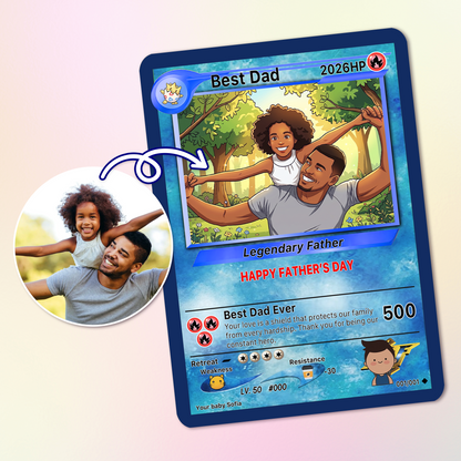 Happy Father's Day Custom Pokémon Card - Anime Styles Personalized Pokémon Card for Dad - Perfect Classic Pokémon Card from Wife & Kids - CPC-110