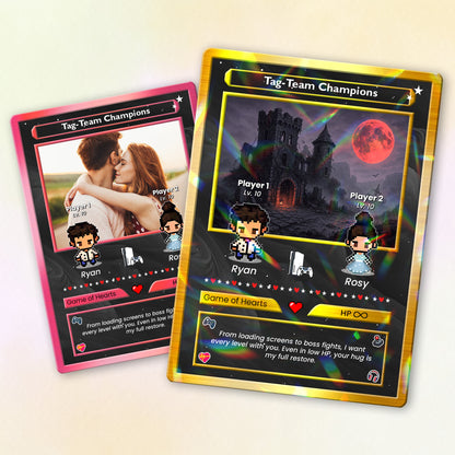 Anime Transformation Custom Pokemon Card - Personalized Poke Card for Couples - Custom by Pixel Characters - CPC-42