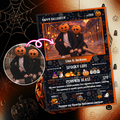 Halloween Custom Pokémon Cards with Anime Picture, Personalized Pokemon Cards, Gifts for Him and Her - CPC-hlw-01