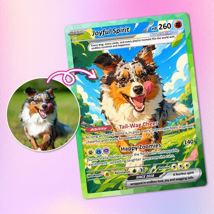 Personalized Poke Cards with Animated Pet Photo - Custom Pokémon Card -  Unique Gift for Pet Lovers, for Dog Mom, Cat Mom, Dog Dad, Cat Dad - CPC-Pet-04
