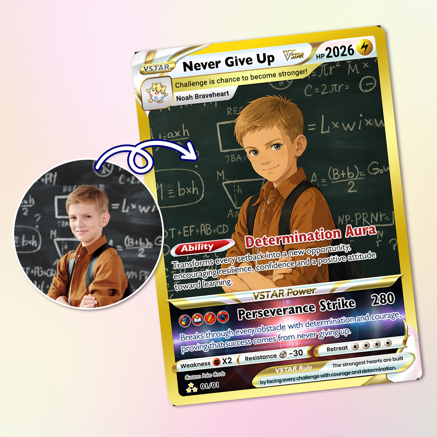 Personalized Pokémon Card - Back to School Custom Pokémon Card with Anime Picture for Kids, Students - First Day of School Gift from Parents - CPC-BTS-19