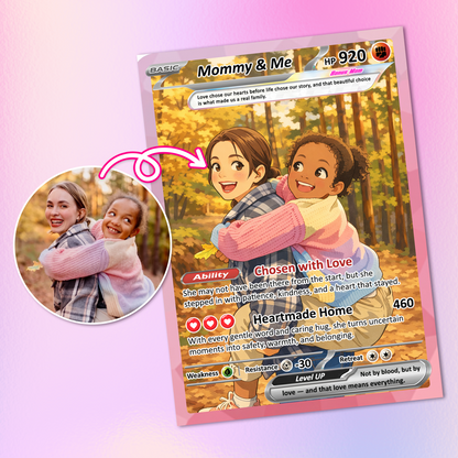 For Step Mom Happy Mother's Day Custom Pokémon Card - Personalized Bonus Mom Gift for Mother’s Day | Mommy & Me Customized Poke Gift - Customizable Trading Cards - CPC-101