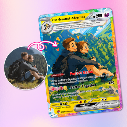 Custom Pokémon Cards with Animated Picture, Personalized Poke Cards by Ghibli & Comic Anime Style, Customizable Pokémon Gift for Him and Her - CPC-151