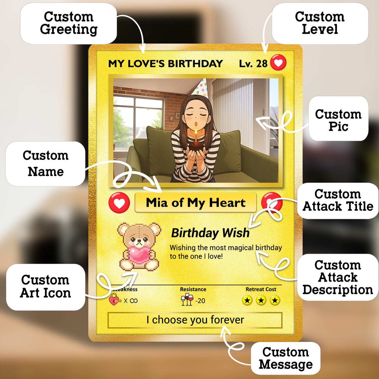 Anime Transformation Personalized Pokemon Card, Birthday Custom Pokemon Card for Couples, Customizable Pokemon Cards for Birthday - CPC-44