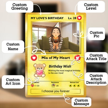 Anime Transformation Personalized Pokemon Card, Birthday Custom Pokemon Card for Couples, Customizable Pokemon Cards for Birthday - CPC-44