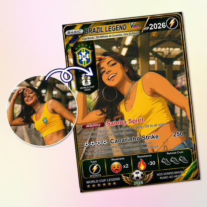 Personalized World Cup 2026 Soccer Card, Custom Football Trading Card, Pokémon-Style Fan Card with Photo, Unique Gift for Soccer Fans - CPC-WC-BRA