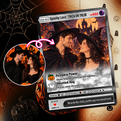 Halloween Custom Pokémon Cards with Animated Photo, Personalized Pokemon Cards, Customizable Gifts for Lovers, Husband and Wife - CPC-hlw-05