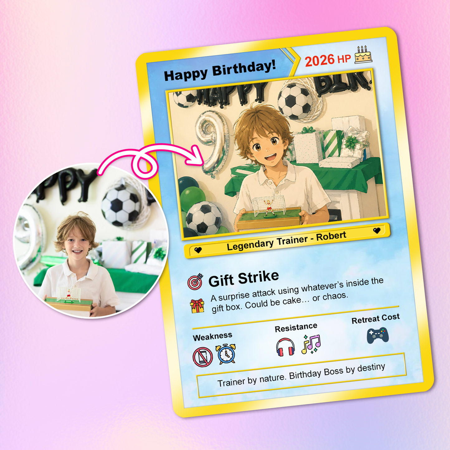 Personalized Pokémon Card for Date of Birth, Happy Birthday Custom Pokémon Card - CPC-43