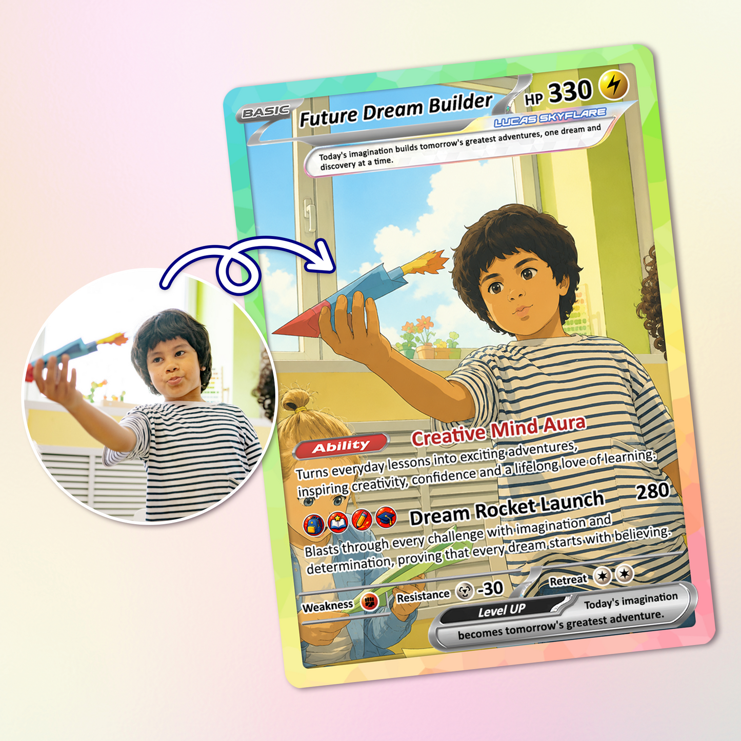First Day of School Personalized Pokémon Card, First Grade Custom Pokémon Card, Customizable Animated Gift from Parents for Kids - Kindergarten Graduation Gift - CPC-BTS-13