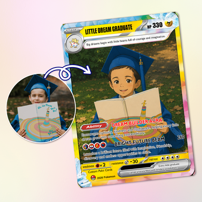 Graduation Gift for Kindergarten Boy and Girl, Kindergarten Graduate Personalized Pokémon Card, Kindergarten Graduation Custom Pokémon Card - First Day of School Gift - CPC-BTS-17