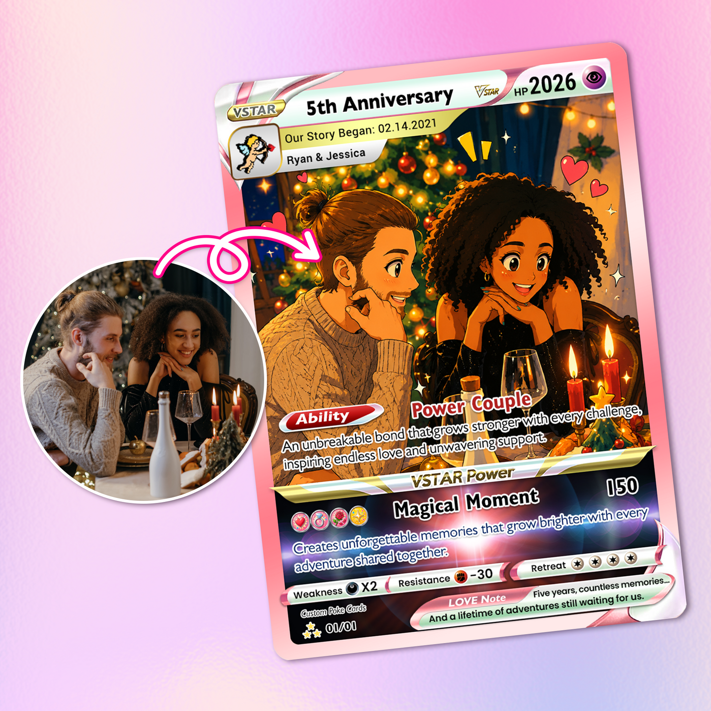 Personalized Pokémon Card with Ghibli Transformation Photo, Comic Style Animated Custom Pokémon Cards, Unique Gift for Him and Her - CPC-150