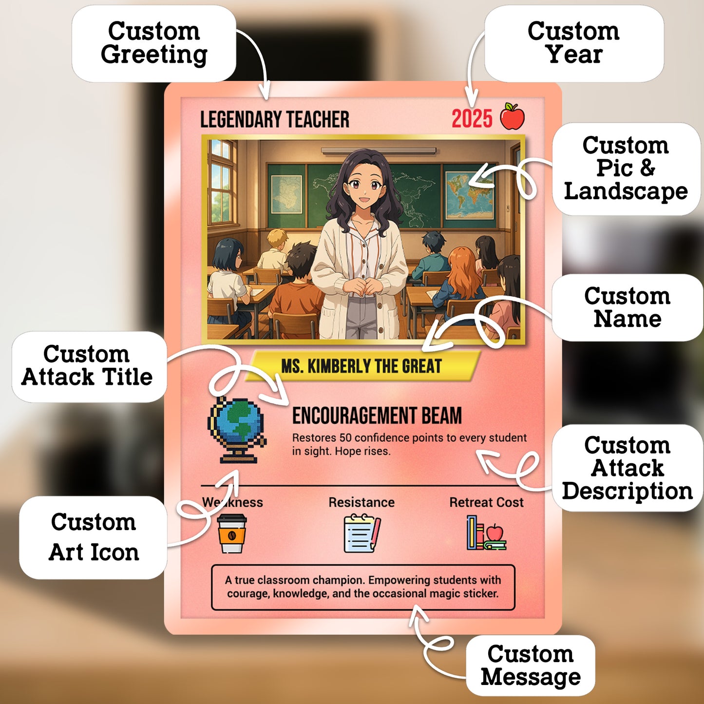 Custom Pokemon Cards Teacher Appreciation, Change Your Photo to Ghibli Style, Thank You Teacher Gift, Personalized Pokemon Cards - CPC-64