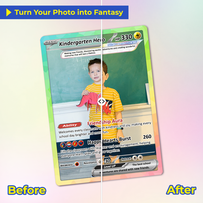 First Day of School Personalized Pokémon Card - Custom Anime Pokémon Card for Kids - Kindergarten Graduation Gift, First Grade Gift from Parents - CPC-BTS-10