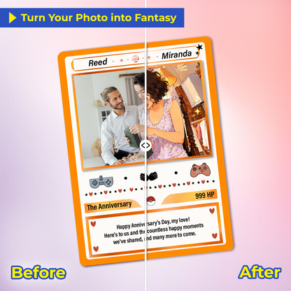 Custom Pokémon Cards with Anime Picture, Personalized Poke Cards Animated Style Gifts for Him and Her - CPC-153.B