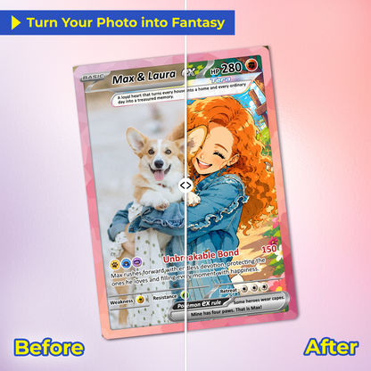 Personalized Poke Cards for Pet Lovers - Custom Pokémon Card with Pet Photo for Dog Mom, Cat Mom, Dog Dad, Cat Dad - CPC-Pet-02