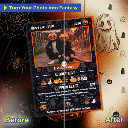 Halloween Custom Pokémon Cards with Anime Picture, Personalized Pokemon Cards, Gifts for Him and Her - CPC-hlw-01