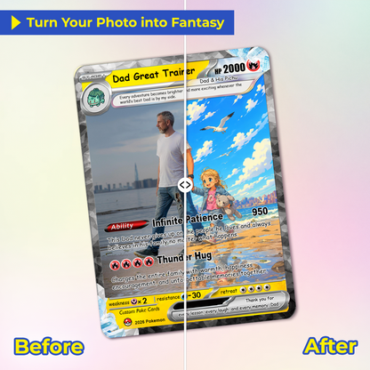 Happy Father's Day Custom Pokémon Card - Comic Anime Style Personalized Pokémon Card for Dad - Perfect Gift for Dad - CPC-116