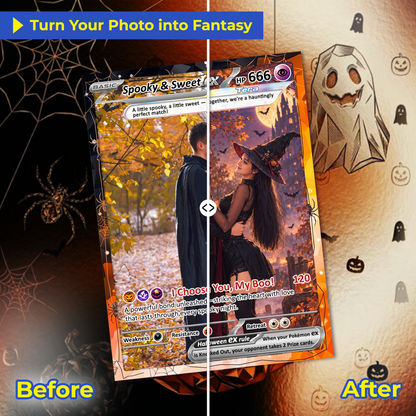 Happy Halloween Custom Pokémon Cards with Animated Photo, Personalized Pokemon Cards, Gifts for Him and Her - CPC-hlw-03