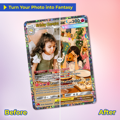 Happy Birthday Custom Pokémon Card - Personalized Pokémon Card for Date of Birth - Customizable Pokémon Gift from Parents, Grandparents for Kids - CPC-DOB-01