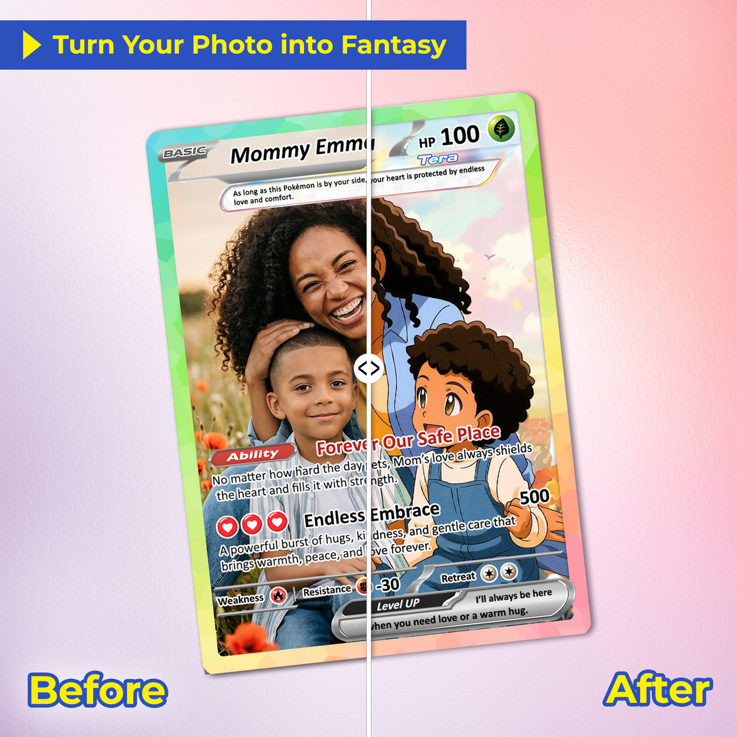 Happy Mother's Day Custom Pokemon Card  - Anime-Inspired Personalized Pokemon Card for Mom | Mommy & Me Customized Poke Gift - Customizable Trading Cards - CPC-32.B