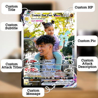 Coolest Dad Ever Pokemon Card, Custom Pokemon Card - Anime-Inspired Personalized Pokemon Card for Dad - Perfect Gift for Dad - CPC-55