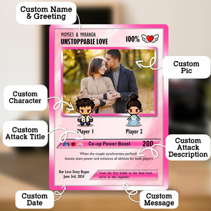 Custom Pokemon Card by Art Pixel Characters for Couple - Anime-Inspired Ghibli Aesthetic Pocket Monster Gift - CPC-22