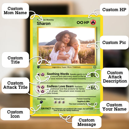 Pokemon Mommy Card - Mother's Day Custom Pokemon Card  - Anime-Inspired Personalized Pokemon Card for Mom | Customizable Trading Cards - CPC-37