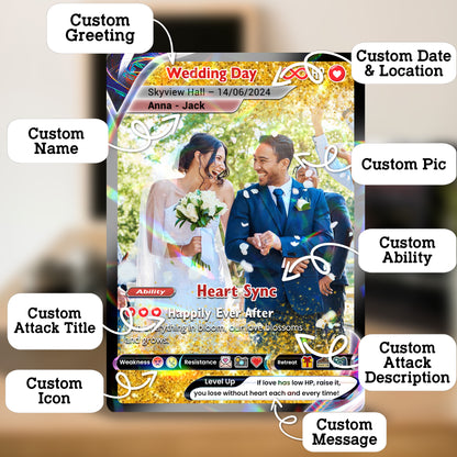 Personalized Pokémon Card with Wedding Day & Location, Anime Style Custom Pokémon Cards - CPC-05