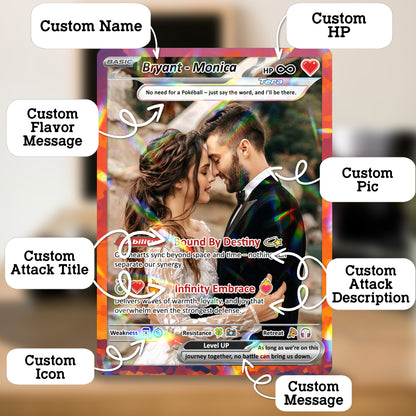 Custom Poke Card for Couple - Anime-Inspired Ghibli Aesthetic Pocket Monster Gift - Holographic Effect Available - CPC-20