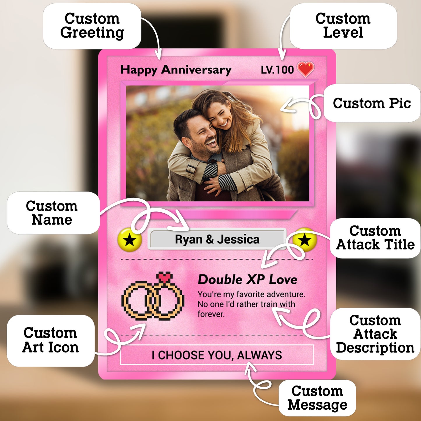 Custom Pokémon Cards for Couples, Change Photo to Anime Styles - CPC-02