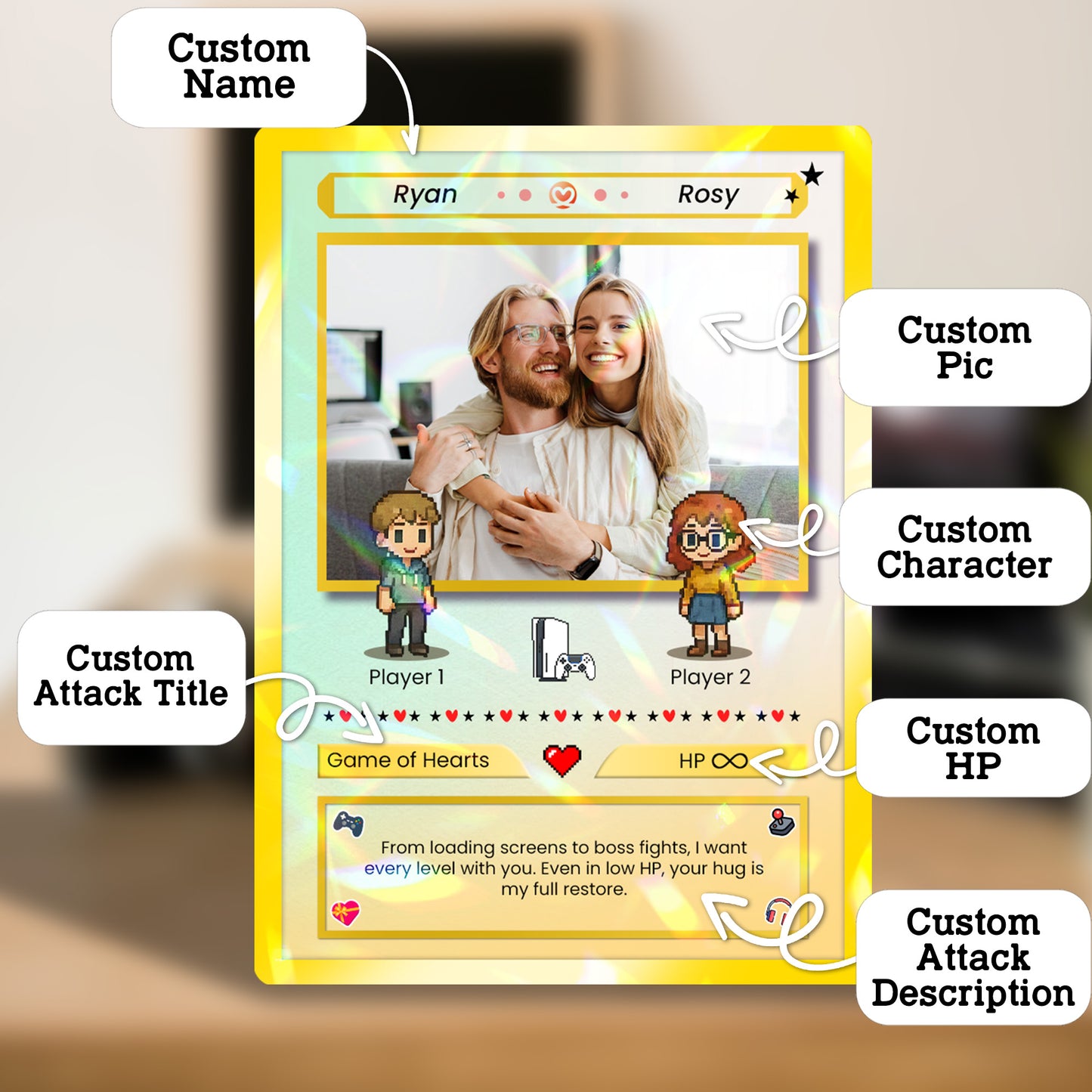 Custom Poke Card for Couple - Anime-Inspired Ghibli Aesthetic Pocket Monster Gift - Characters Customizable - CPC-21